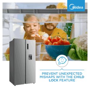 Midea 513L Inverter Side by Side refrigerator - Stainless Steel - Image 14